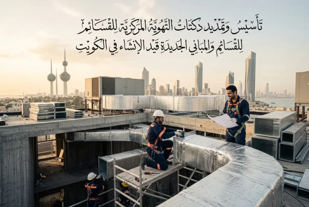 تأسيس وتمديد دكتات التهوية المركزية للقسائم والمباني الجديدة قيد الإنشاء في الكويت